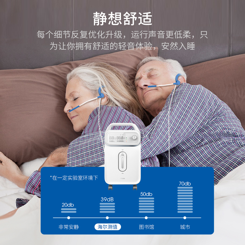 海尔医用级3L制氧机家用带雾化老人吸氧机家庭便携式氧气机小型
