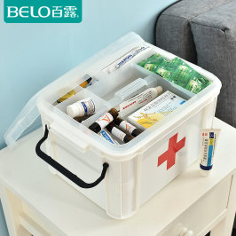 百露药箱收纳家用药物保健急救箱便携多层大容量医药箱