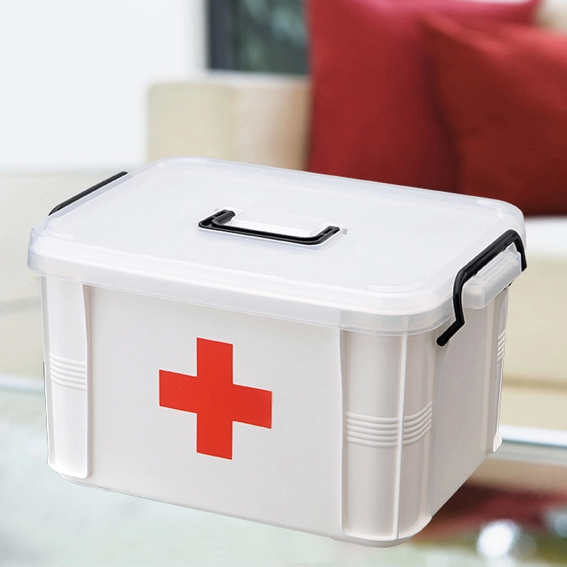 家用药箱药品收纳盒塑料加大加厚多用途收纳箱儿童急救出诊药箱