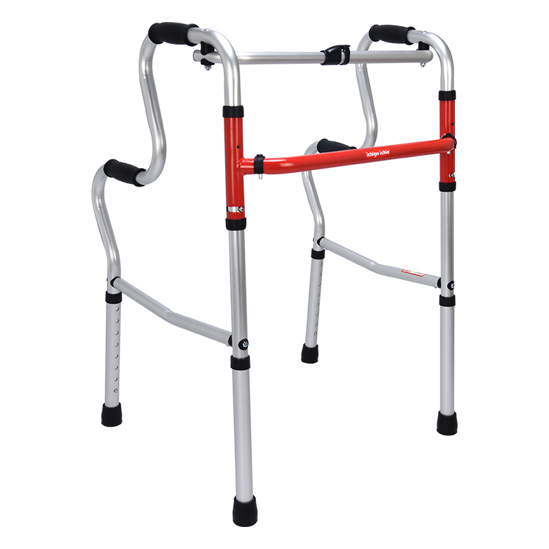 日本铝合金两用助行器拐杖伸缩折叠便携老人助步器四脚